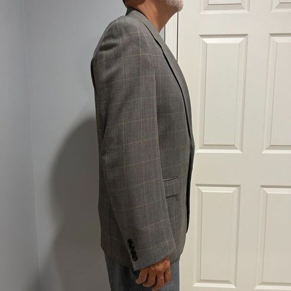 Claiborne Men's Wool Houndstooth Blue Olive Sport Coat Jacket Blazer Size 42Long - Picture 3 of 15